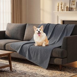 H.VERSAILTEX Waterproof Reversible Dog & Cat Blanket & Scratch Proof Furniture Protector, Grey, Twin: 60 x 80-in