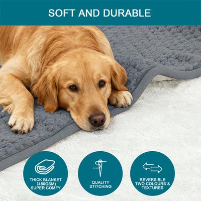 Show full view: H.VERSAILTEX Waterproof Reversible Dog & Cat Blanket & Scratch Proof Furniture Protector, Grey, Medium: 31 x 39-in slide 9 of 12