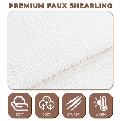 Show full view: ATJafurn Indoor Faux Shearling Sofa Furniture Style Elevated Dog & Cat Couch Bed with Leather Nameplate, White, Large slide 4 of 9