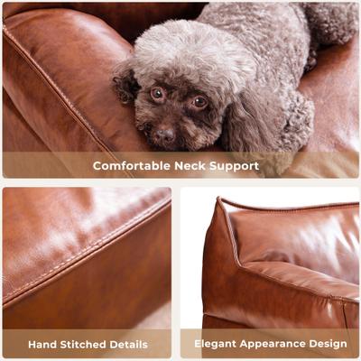 Show full view: ATJafurn Indoor Leather Sofa Furniture Style Elevated Dog & Cat Couch Bed, Medium slide 7 of 9