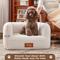 Show in main carousel: ATJafurn Indoor Faux Shearling Sofa Furniture Style Elevated Dog & Cat Couch Bed with Leather Nameplate, White, Small slide 7 of 9