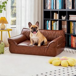 ATJafurn Indoor Leather Sofa Furniture Style Elevated Dog & Cat Couch Bed, Large slide 2 of 9
