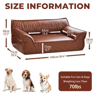 Show full view: ATJafurn Indoor Leather Sofa Furniture Style Elevated Dog & Cat Couch Bed, Large slide 3 of 9