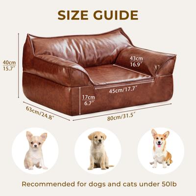 Show full view: ATJafurn Indoor Leather Sofa Furniture Style Elevated Dog & Cat Couch Bed, Medium slide 3 of 9