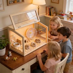 Wisfor Clear Acrylic Openable Top Wooden Hamster Cage with Warm Light, 23.6 x 15.7 x 15.7-in slide 2 of 9