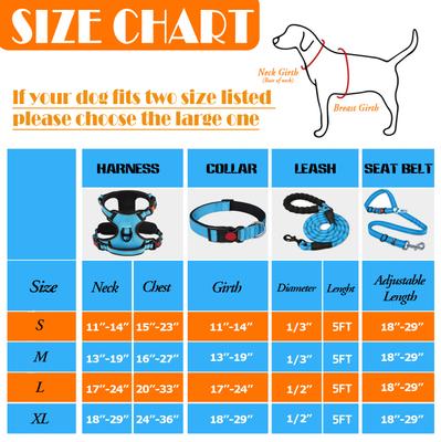 Show full view: Lobeve Reflective Nylon No Pull Training Dog Harness, Collar & Leash Set with Retractable Seat Belt, Collapsible Bowls & Poop Bag Dispenser, Blue, Large: 20 to 33-in chest slide 3 of 9