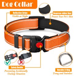 Lobeve Reflective Nylon No Pull Training Dog Harness, Collar & Leash Set with Retractable Seat Belt, Collapsible Bowls & Poop Bag Dispenser, Orange, Large: 20 to 33-in chest slide 2 of 8