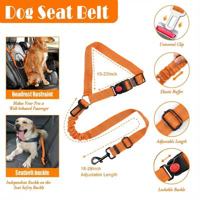 Show full view: Lobeve Reflective Nylon No Pull Training Dog Harness, Collar & Leash Set with Retractable Seat Belt, Collapsible Bowls & Poop Bag Dispenser, Orange, Medium: 16 to 27-in chest slide 9 of 10