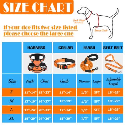 Show full view: Lobeve Reflective Nylon No Pull Training Dog Harness, Collar & Leash Set with Retractable Seat Belt, Collapsible Bowls & Poop Bag Dispenser, Orange, Medium: 16 to 27-in chest slide 4 of 10