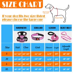 Lobeve Reflective Nylon No Pull Training Dog Harness, Collar & Leash Set with Retractable Seat Belt, Collapsible Bowls & Poop Bag Dispenser, Pink, Medium: 16 to 27-in chest slide 2 of 8