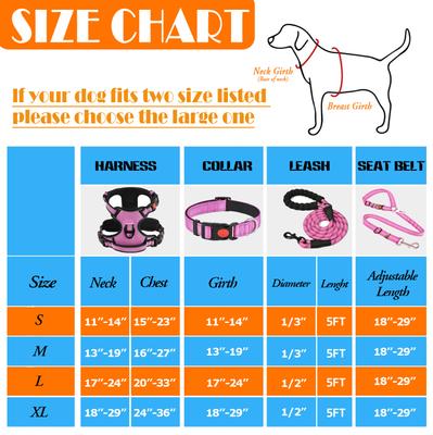 Show full view: Lobeve Reflective Nylon No Pull Training Dog Harness, Collar & Leash Set with Retractable Seat Belt, Collapsible Bowls & Poop Bag Dispenser, Pink, Medium: 16 to 27-in chest slide 4 of 10