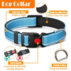 Lobeve Reflective Nylon No Pull Training Dog Harness, Collar & Leash Set with Retractable Seat Belt, Collapsible Bowls & Poop Bag Dispenser, Blue, Small: 15 to 23-in chest slide 2 of 8