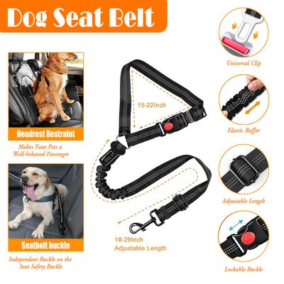 Show full view: Lobeve Reflective Nylon No Pull Training Dog Harness, Collar & Leash Set with Retractable Seat Belt, Collapsible Bowls & Poop Bag Dispenser, Black, Small: 15 to 23-in chest slide 7 of 9