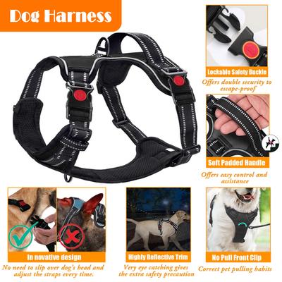 Show full view: Lobeve Reflective Nylon No Pull Training Dog Harness, Collar & Leash Set with Retractable Seat Belt, Collapsible Bowls & Poop Bag Dispenser, Black, Small: 15 to 23-in chest slide 4 of 9