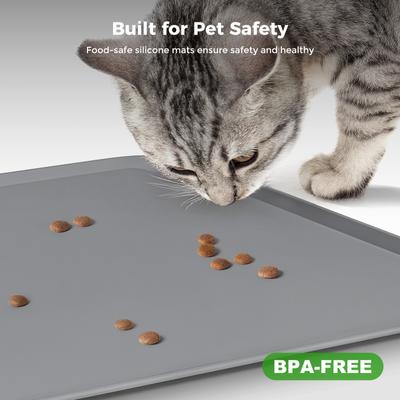 Show full view: Neareal Silicone Waterproof Dog & Cat Food Mat, Grey, 18.5 x 11.5-in slide 2 of 8