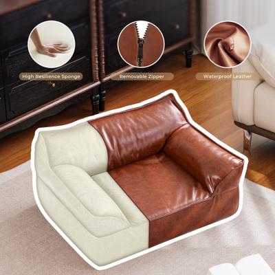 Show full view: ATJafurn Indoor Leather Sofa Furniture Style Elevated Dog & Cat Couch Bed, Medium slide 5 of 9
