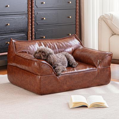 Show full view: ATJafurn Indoor Leather Sofa Furniture Style Elevated Dog & Cat Couch Bed, Medium slide 2 of 9