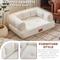 Show in main carousel: ATJafurn Indoor Faux Shearling Sofa Furniture Style Elevated Dog & Cat Couch Bed with Leather Nameplate, White, Large slide 9 of 9