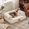 Show in main carousel: ATJafurn Indoor Faux Shearling Sofa Furniture Style Elevated Dog & Cat Couch Bed with Leather Nameplate, White, Large slide 2 of 9