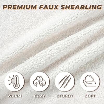 Show full view: ATJafurn Indoor Faux Shearling Sofa Furniture Style Elevated Dog & Cat Couch Bed with Leather Nameplate, White, Small slide 4 of 9