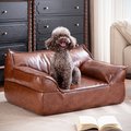 ATJafurn Indoor Leather Sofa Furniture Style Elevated Dog & Cat Couch Bed, Medium