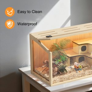Wisfor Clear Acrylic Openable Top Wooden Hamster Cage with Warm Light, 23.6 x 15.7 x 15.7-in