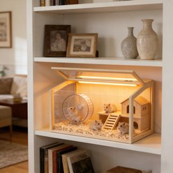 Wisfor Clear Acrylic Openable Top Wooden Hamster Cage with Warm Light, 23.6 x 15.7 x 15.7-in