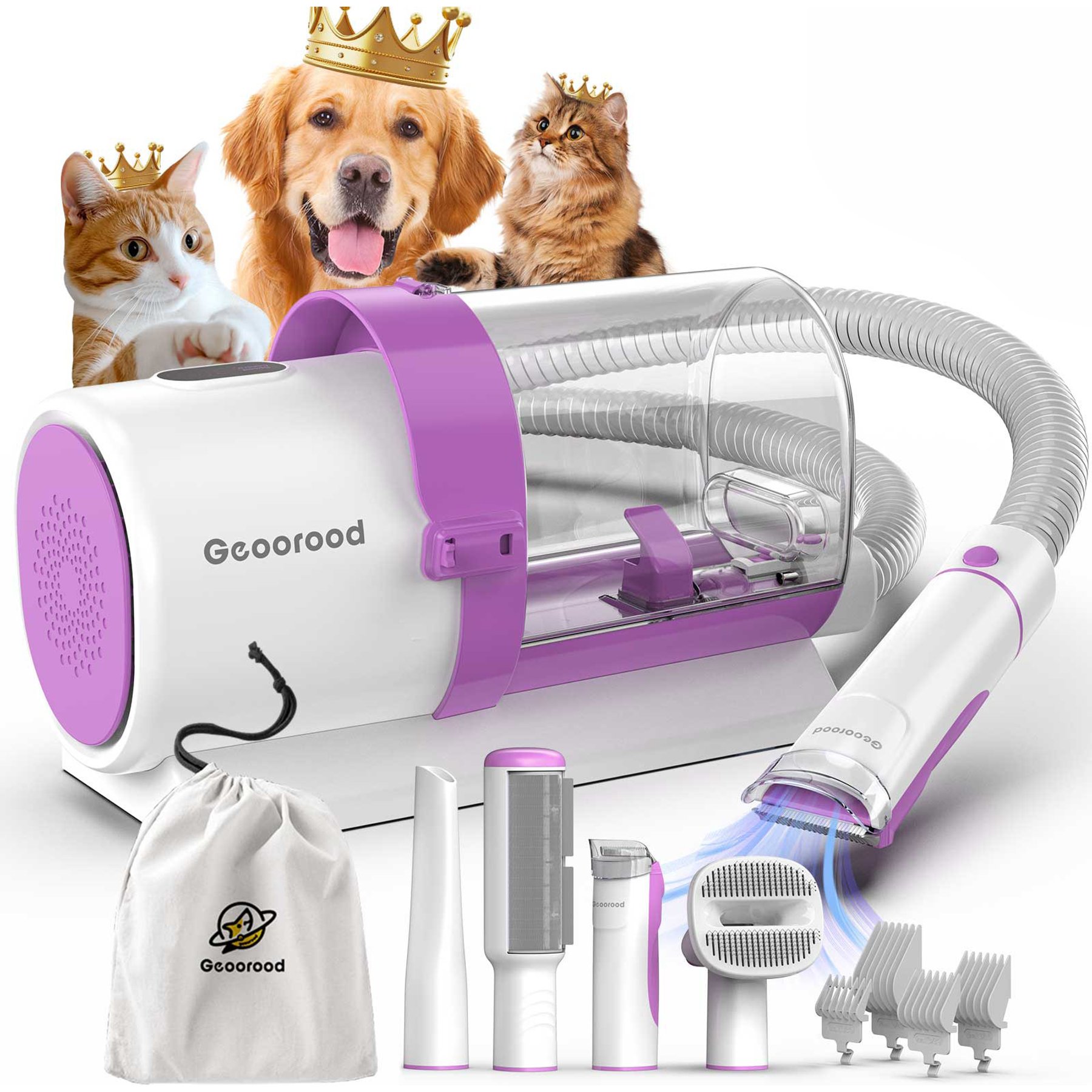 GEOOROOD Dog, Cat & Small Animal Grooming Vacuum Kit, 2.5-l
