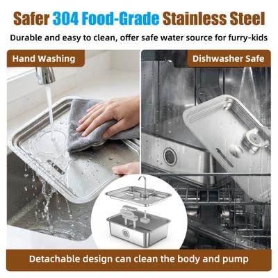 Show full view: Casfuy ZT-15 Quiet Stainless Steel Dog Water Fountain, 4-gal slide 8 of 8