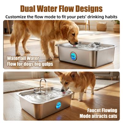 Show full view: Casfuy ZT-15 Quiet Stainless Steel Dog Water Fountain, 4-gal slide 6 of 8