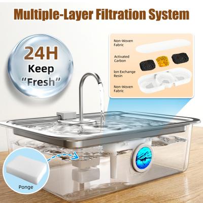 Show full view: Casfuy ZT-15 Quiet Stainless Steel Dog Water Fountain, 4-gal slide 5 of 8