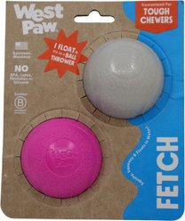 West Paw Limited Edition Boundr Tough Chew Ball Dog Toy, Hot Pink/Glow, Small, 2 count