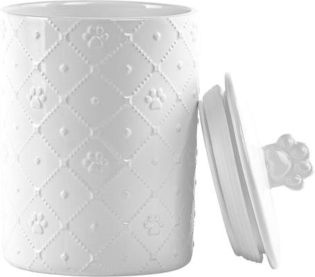 Show full view: 10 Strawberry Street Clermont Paw Embossed Cat Treat Jar, White, 54-oz slide 3 of 4