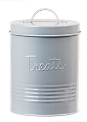 10 Strawberry Street Retro Dog Treat Canister, 72-oz, Grey