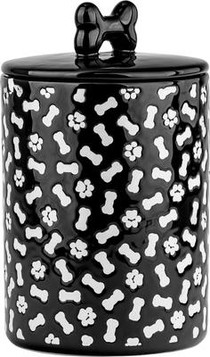 Show full view: 10 Strawberry Street Paw & Bone Wax Resist Ceramic Dog Treat Jar, 56-oz, Black slide 3 of 5