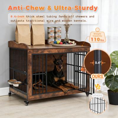 Show full view: KZLAA Furniture Style Dog Crate, Brown, 32 Inch slide 5 of 9