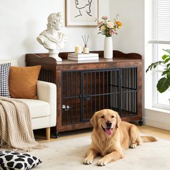 KZLAA Furniture Style Dog Crate, Brown, 32 Inch