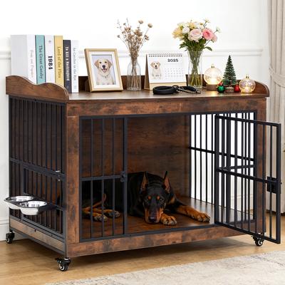 Show full view: KZLAA Furniture Style Dog Crate, Brown, 32 Inch slide 3 of 9