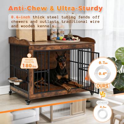 Show full view: KZLAA Furniture Style Dog Crate, Brown, 32 Inch slide 4 of 9