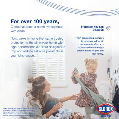 Show full view: Clorox Air Filters MPR1500 & FPR 10 MERV 13 Pleated HVAC AC Furnace Air Filters, 16 x 20 x 1-in, 4 count slide 8 of 9
