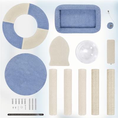 Show full view: Yaheetech 35.5-in Cat Tree with Space Capsule for Kittens, Small, Blue & Beige slide 6 of 10