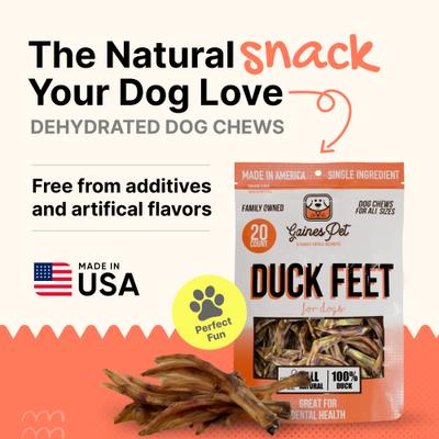Show full view: Gaines Family Farmstead Duck Feet Grain-Free Dehydrated Dog Treats, 20 count slide 3 of 7