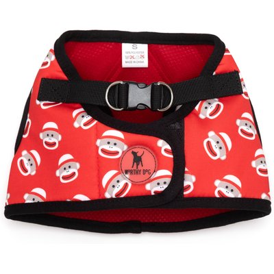 The Worthy Dog The Worthy Dog Sock Monkey Sidekick Dog Harness, Red, Large
