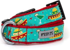 The Worthy Dog Cinco de Mayo Adjustable Dog Collar, Turquoise, Medium