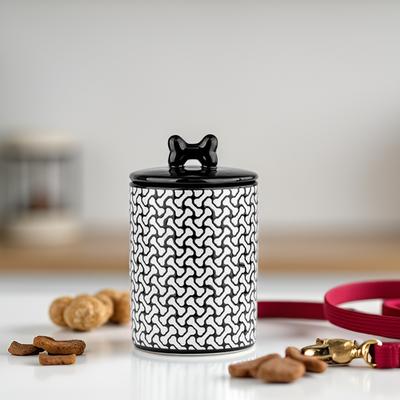Show full view: 10 Strawberry Street HerringBONE Pattern Dog Treat Jar, Black, 54-oz slide 3 of 3