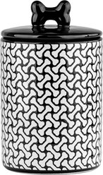 10 Strawberry Street HerringBONE Pattern Dog Treat Jar, Black, 54-oz