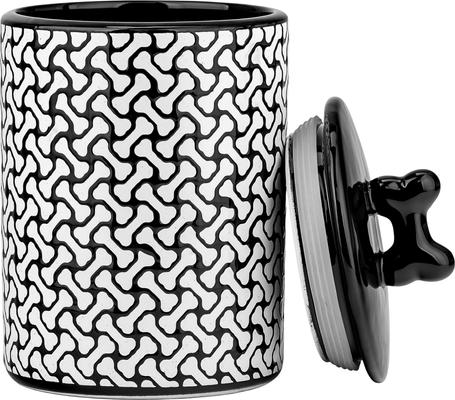 Show full view: 10 Strawberry Street HerringBONE Pattern Dog Treat Jar, Black, 54-oz slide 2 of 3