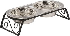 10 Strawberry Street Sadie Elevated Dog Bowl, Black/Silver, 2 count, 32-oz