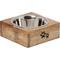 Show in main carousel: 10 Strawberry Street Goldie Square Mango Wood Pet Diner Dog Bowl, Wood Grain/Silver/Black, 32-oz slide 1 of 1