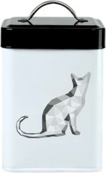 10 Strawberry Street Geometric Cat Square Metal Canister, Grey, 36-oz